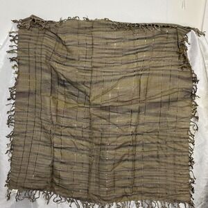 Ben Goodman Scarf Rayon Plaid Shawl Wrap Fringe Colorful Square Soft